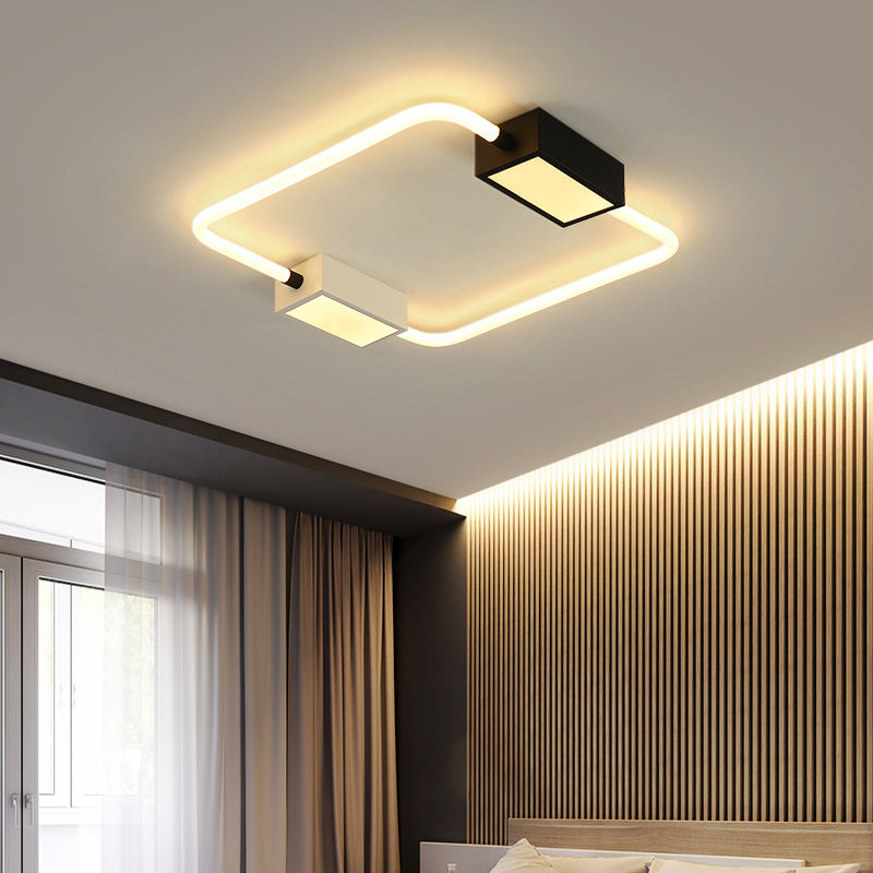 Minimalist LED Ceiling Mount Lamp White Round/Square/Rectangular Flush Mount with Acrylic Shade, Warm/White Light