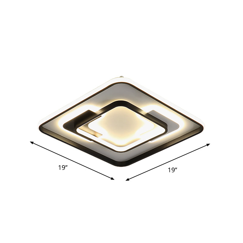 Schwarze, superdünne Unterputzbeleuchtung, moderne Acryl-LED-Deckenleuchte in runder/quadratischer/rechteckiger Form mit warmem/weißem Licht