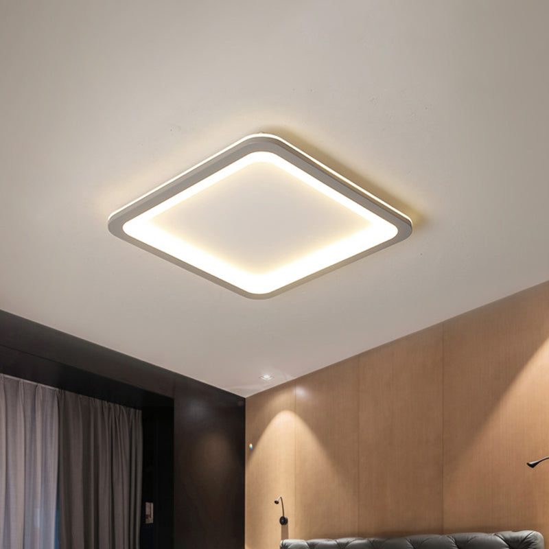 Extra Thin Square Bedroom Flush Mount Acrylic 14.5"/19"/23.5" W LED Nordic Flush Ceiling Lamp in Grey, Warm/White Light