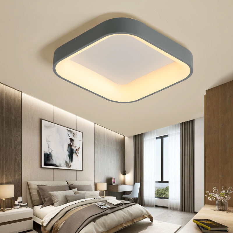 Grey/White Square Shell Flush Mount Nordic 18"/23.5" Wide LED Metal Ceiling Lighting in Warm/White Light for Bedroom