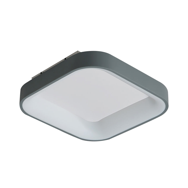 Grey/White Square Shell Flush Mount Nordic 18"/23.5" Wide LED Metal Ceiling Lighting in Warm/White Light for Bedroom