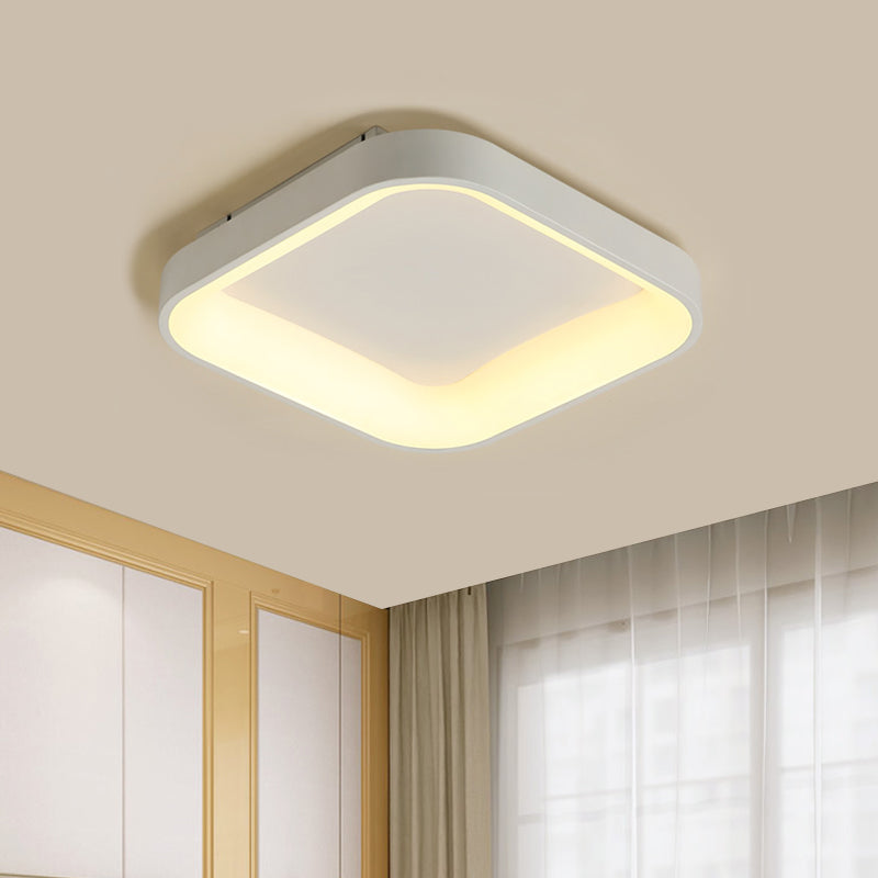 Grey/White Square Shell Flush Mount Nordic 18"/23.5" Wide LED Metal Ceiling Lighting in Warm/White Light for Bedroom