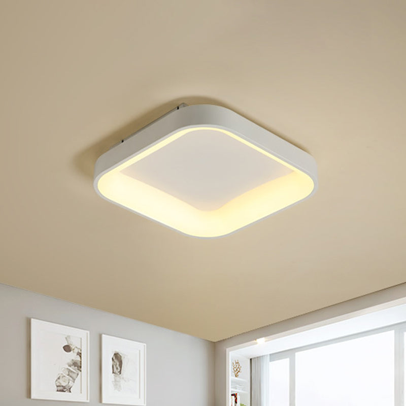 Grey/White Square Shell Flush Mount Nordic 18"/23.5" Wide LED Metal Ceiling Lighting in Warm/White Light for Bedroom