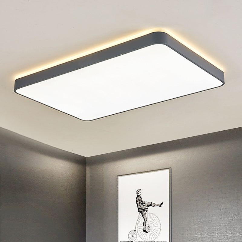 Acrylic Square/Rectangle Ceiling Lamp Simplicity LED Grey/White Flush Mounted Light in Warm/White Light for Bedroom