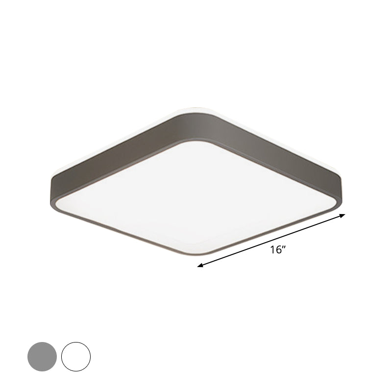 Acrylic Square/Rectangle Ceiling Lamp Simplicity LED Grey/White Flush Mounted Light in Warm/White Light for Bedroom