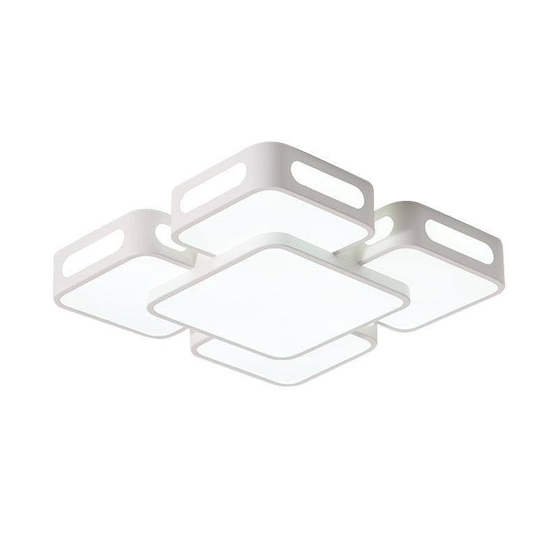 Square/Rectangular LED Ceiling Mount Lamp Modern Iron Block White Flush Light in White/3 Color Light