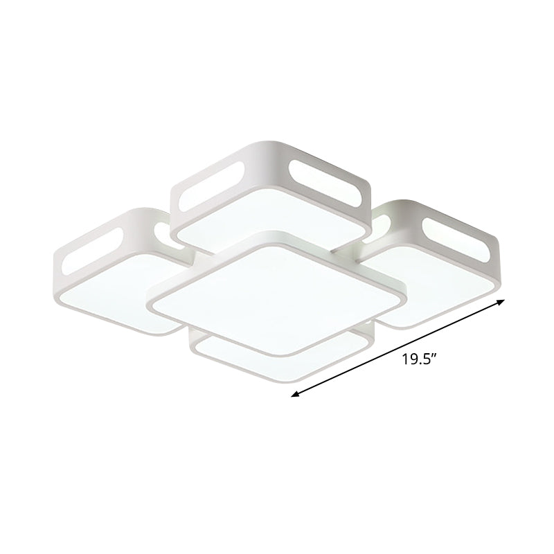 Square/Rectangular LED Ceiling Mount Lamp Modern Iron Block White Flush Light in White/3 Color Light