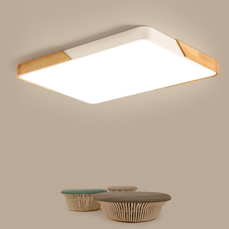 Cuadrado de empalme/Rectángulo Led de Color Rojo nórdico de madera acrílica-Luz de montaje de techo blanco en luz cálida/blanca