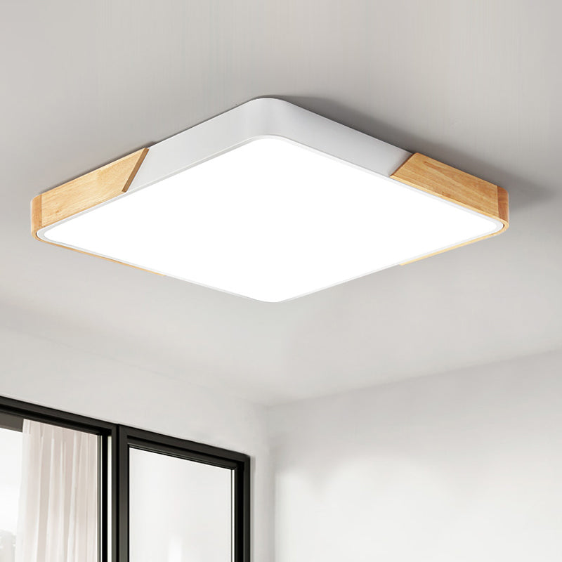 Cuadrado de empalme/Rectángulo Led de Color Rojo nórdico de madera acrílica-Luz de montaje de techo blanco en luz cálida/blanca