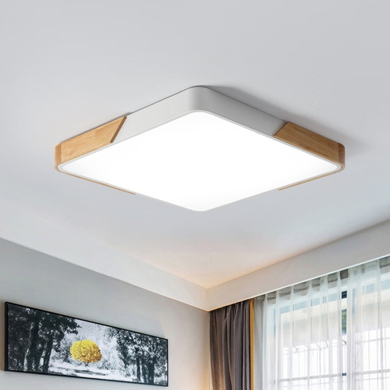 Cuadrado de empalme/Rectángulo Led de Color Rojo nórdico de madera acrílica-Luz de montaje de techo blanco en luz cálida/blanca