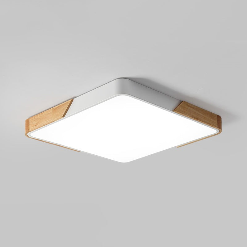 Cuadrado de empalme/Rectángulo Led de Color Rojo nórdico de madera acrílica-Luz de montaje de techo blanco en luz cálida/blanca