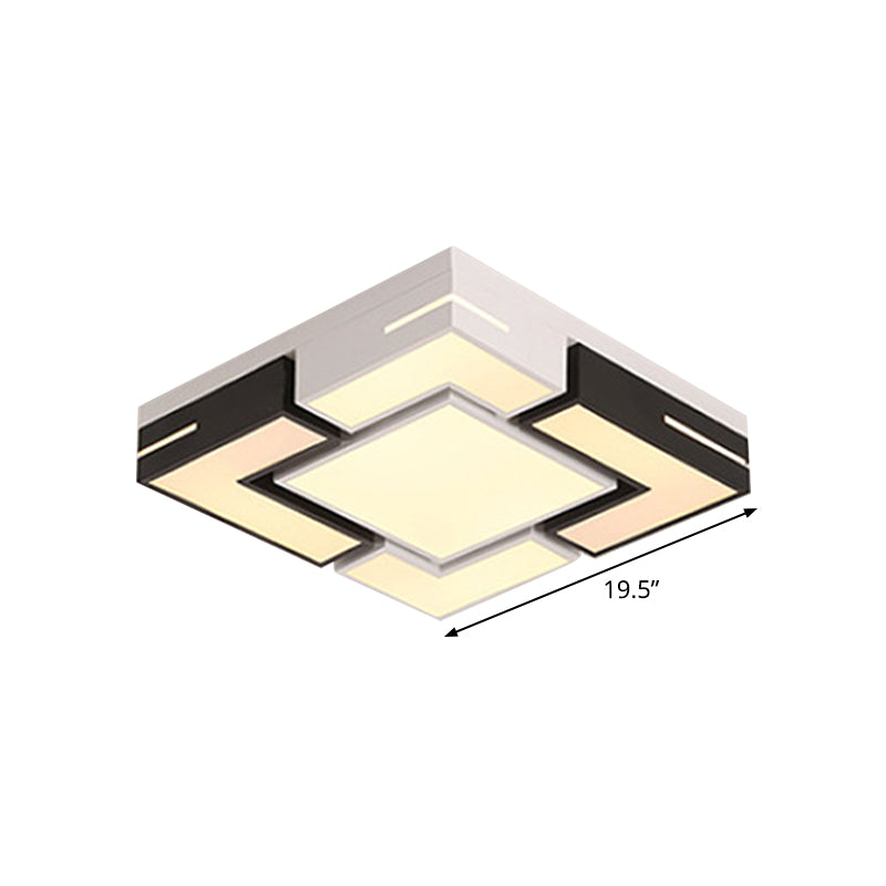 Black-White Splicing Square Ceiling Flush Nordic LED Acryl Bündig Mount Light in White/3 Color Light