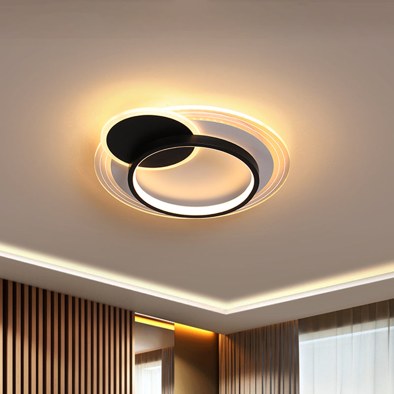 Dual-round/vierkante flush mount lamp Nordic acryl zwart/wit LED plafond verlichting in warm/wit licht voor het hotel