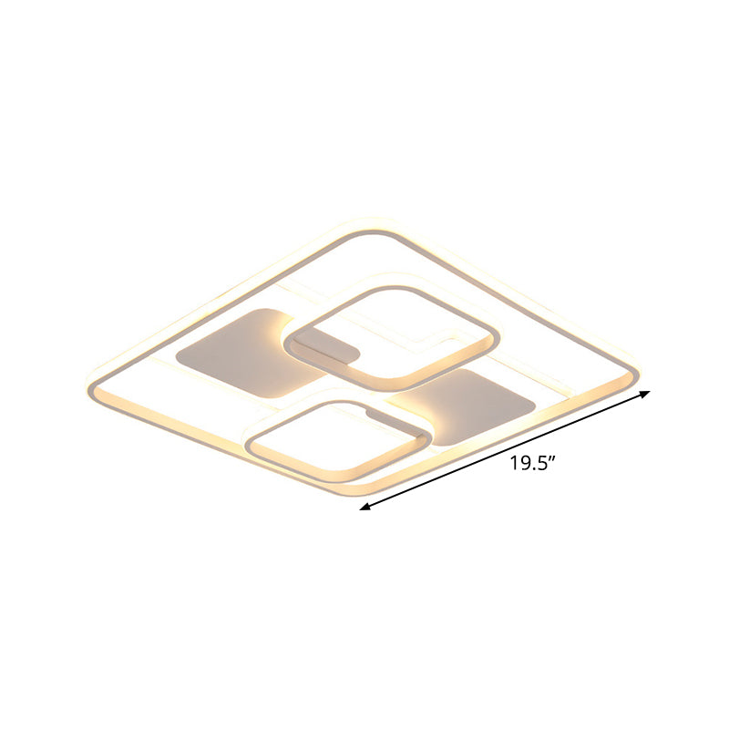 White Multi-Square Flushmount Simple 19.5"/23.5" Wide LED Acrylic Ceiling Mount Light in Warm/White Light