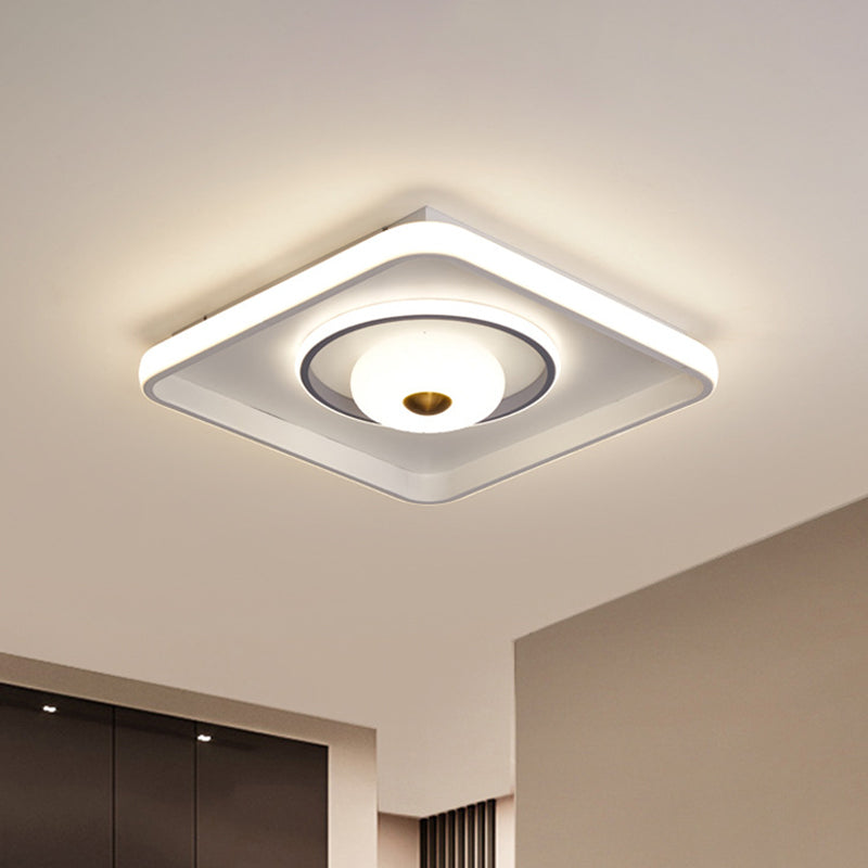Square/Rectangle LED Ceiling Flush Modern Style Acrylic White Flush Mount Lamp with Donut Design