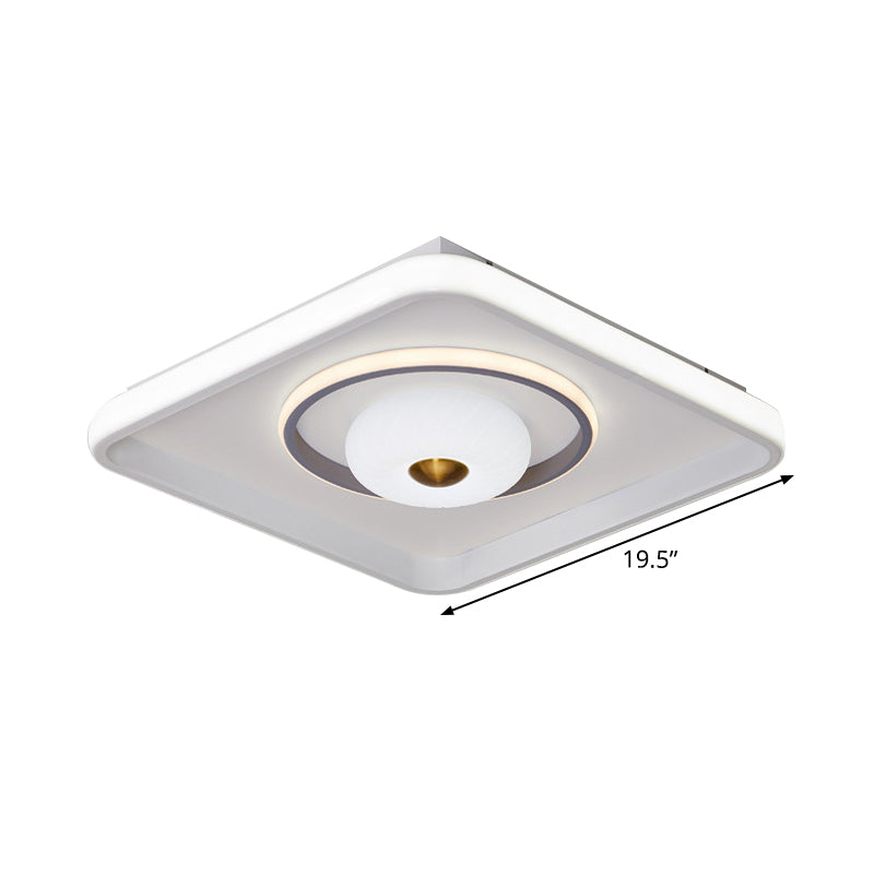 Square/Rectangle LED Ceiling Flush Modern Style Acrylic White Flush Mount Lamp with Donut Design