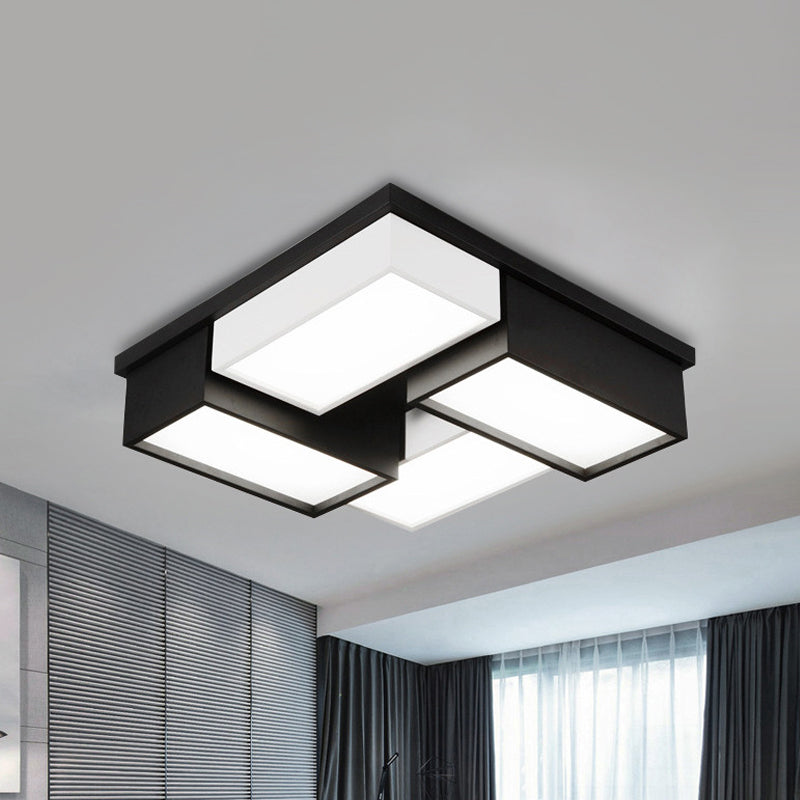 Quadrato/rettangolo vicino alla plafoniera Lampada da incasso a LED in metallo moderno per soggiorno in bianco e nero