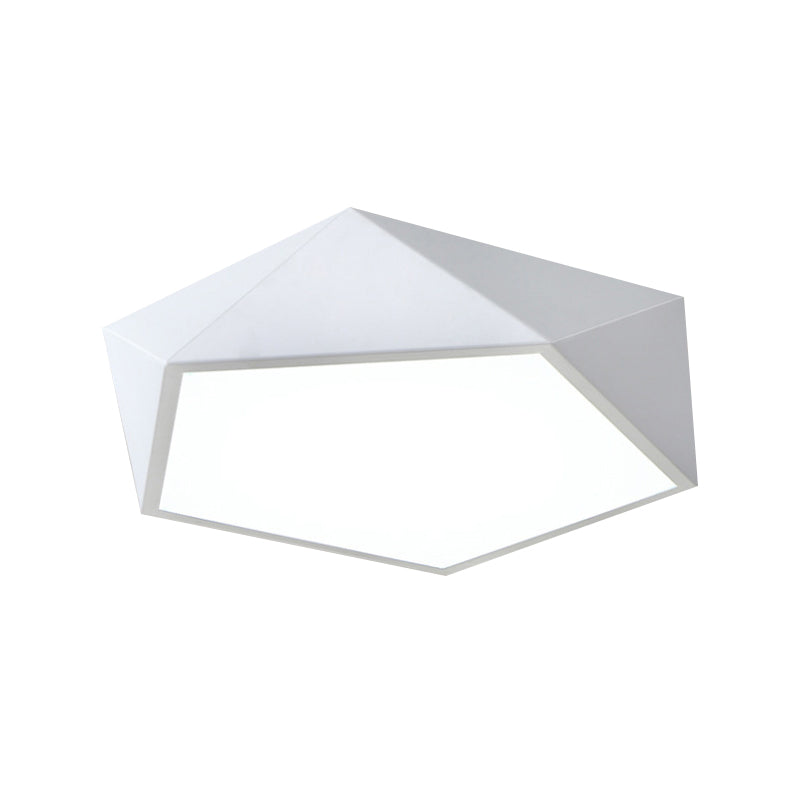 Black/White Faceted Pentacle Ceiling Lamp Nordic 16.5"/20.5" Wide LED Acrylic Flush Mount Lighting in Warm/White Light