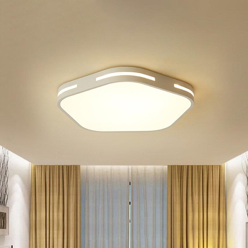 Bedroom LED Flush Ceiling Light Black/White Flush Mount Lamp with Pentagram Acrylic Shade, 15"/18.5" Width