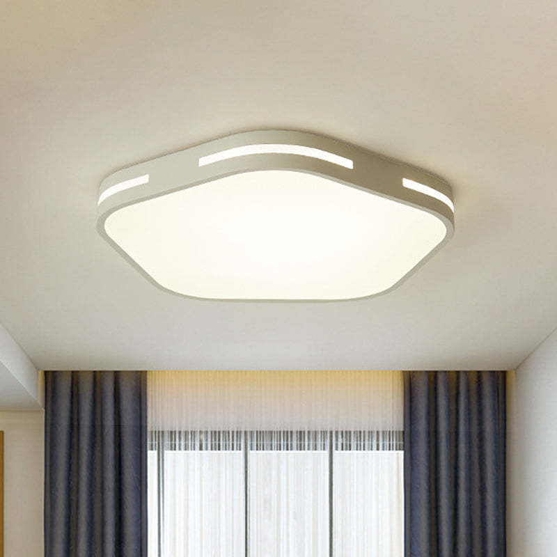 Bedroom LED Flush Ceiling Light Black/White Flush Mount Lamp with Pentagram Acrylic Shade, 15"/18.5" Width