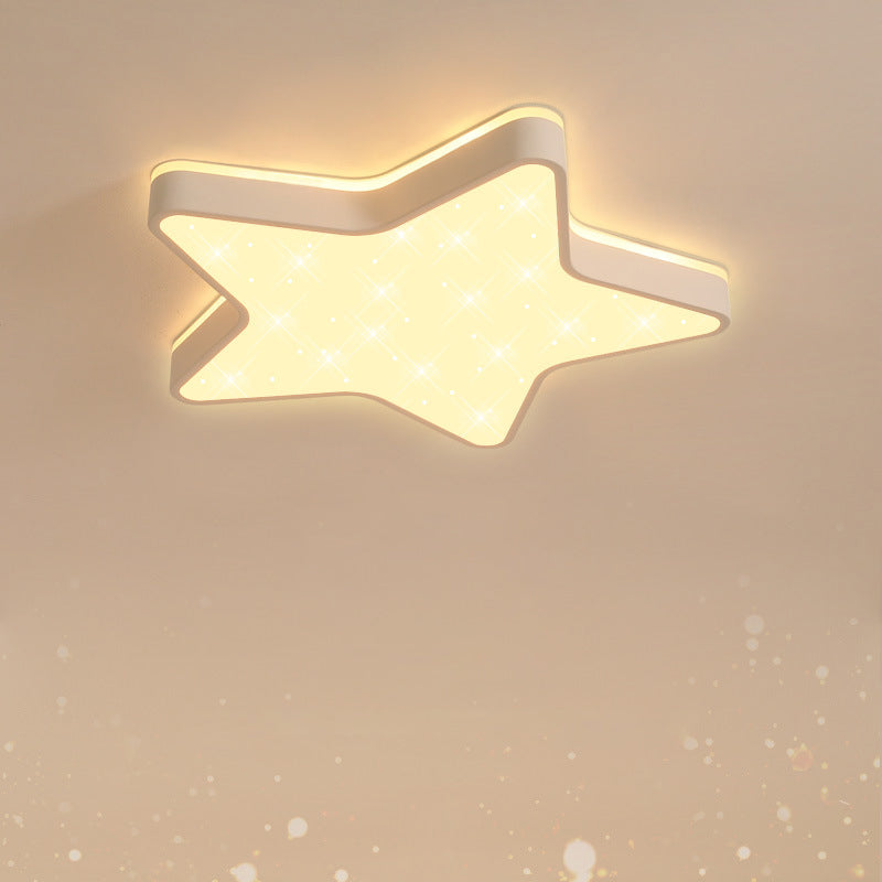 Pink/Blue/White Star Flush Light Cartoon Acrylic LED Flush Mount Ceiling Light in Warm/White Light for Childrens Bedroom