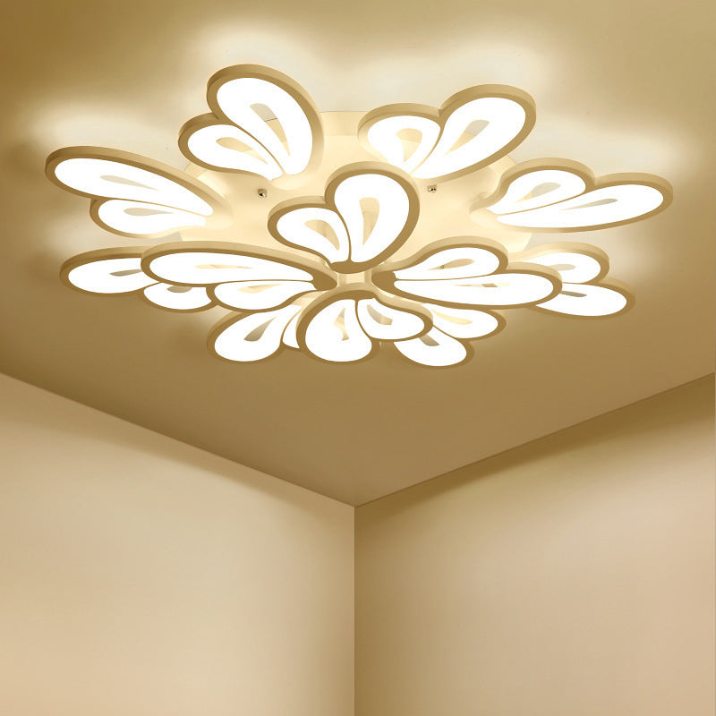 White Butterfly Wing Ceiling Flush Light Contemporary 3/5/12-Head Acrylic Flushmount in Warm/White Light for Hotel