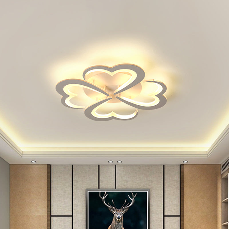 Blooming Flower Close to Ceiling Lamp Modern 4/9/12 Lights White LED Semi Flush Mount in Warm/White Light