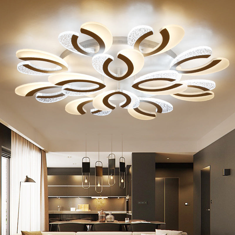 Stylish moderne 4/6/12 Lichter Deckenlampe Weiß Korallen LED Semi Flush Light mit Acrylschatten in warmem/weißem Licht