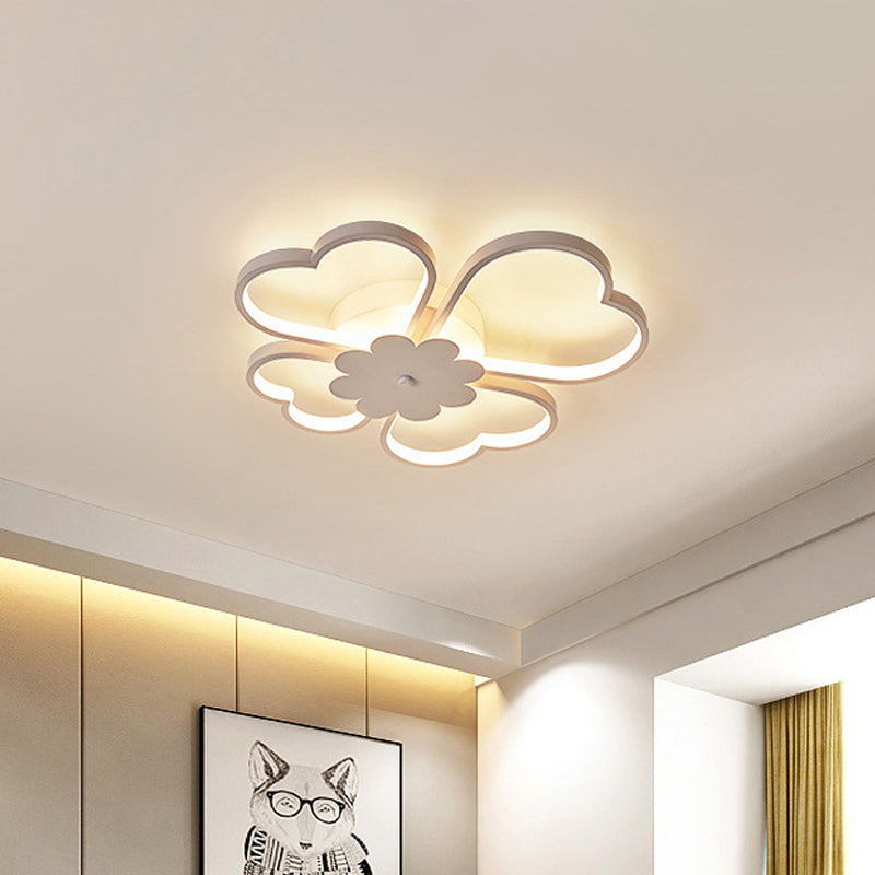 White Flower Ceiling Flush Light Modern 19.5"/23.5" Wide LED Aluminum Flush Mount Lamp in Warm/White Light