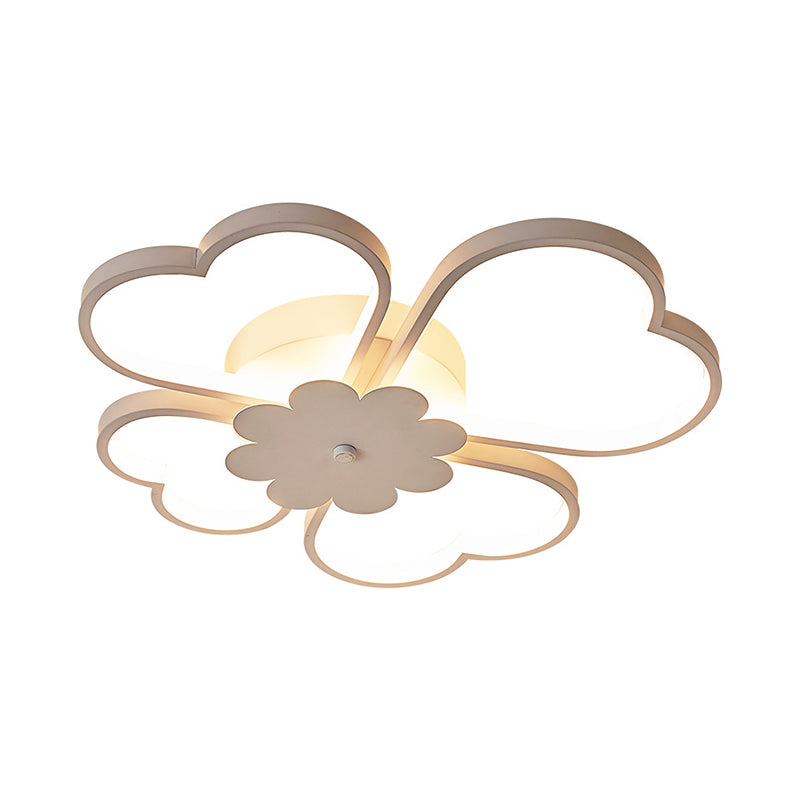 White Flower Ceiling Flush Light Modern 19.5"/23.5" Wide LED Aluminum Flush Mount Lamp in Warm/White Light