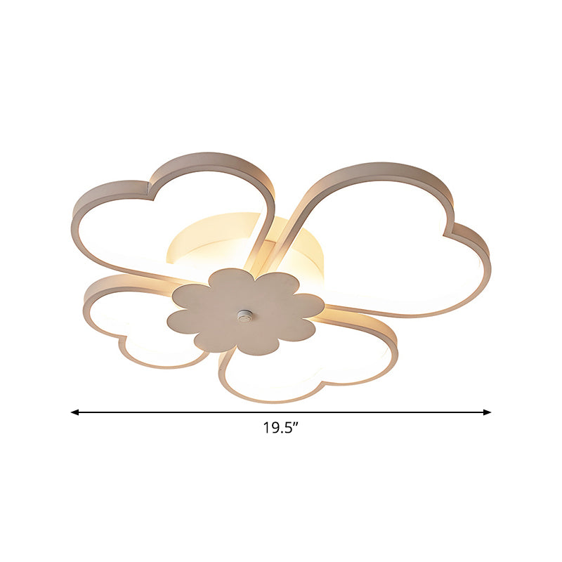 White Flower Ceiling Flush Light Modern 19.5"/23.5" Wide LED Aluminum Flush Mount Lamp in Warm/White Light