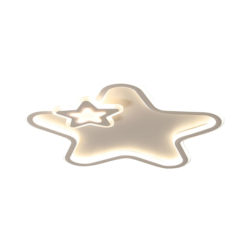 Star Flush Ceiling Light Cartoon Acrylic Black/Blue/Pink LED Flush Mounted Lamp in Warm/White Light for Kids Bedroom