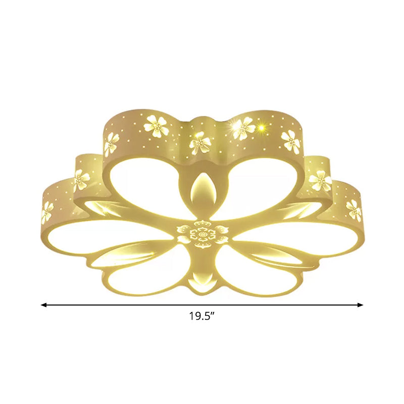 Cut-out Flower Flush Mount Ceiling Light Contemporary Acrylic White LED Flushmount Lighting in Warm/White/3 Color Light