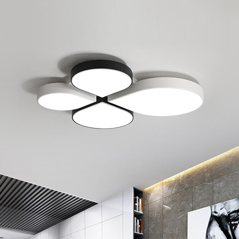 4-Leaf Clover LED Ceiling Lighting Minimalist Acrylic Black/White Flush Mount Light in Warm/White Light, 20.5"/23.5" Wide