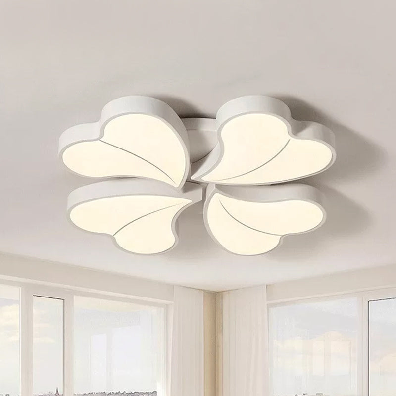 Nordic Four-Leaf Clover Flushmount Acrylic Bedroom LED Flush Mount Light in White with/without Remote Control, 20.5"/24.5" W
