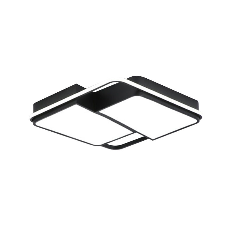 Geteilte quadratische/rechteckige Schlafzimmer-Unterputz-Acryl-Modernist-LED-Deckenleuchte in Schwarz mit/ohne Fernbedienung