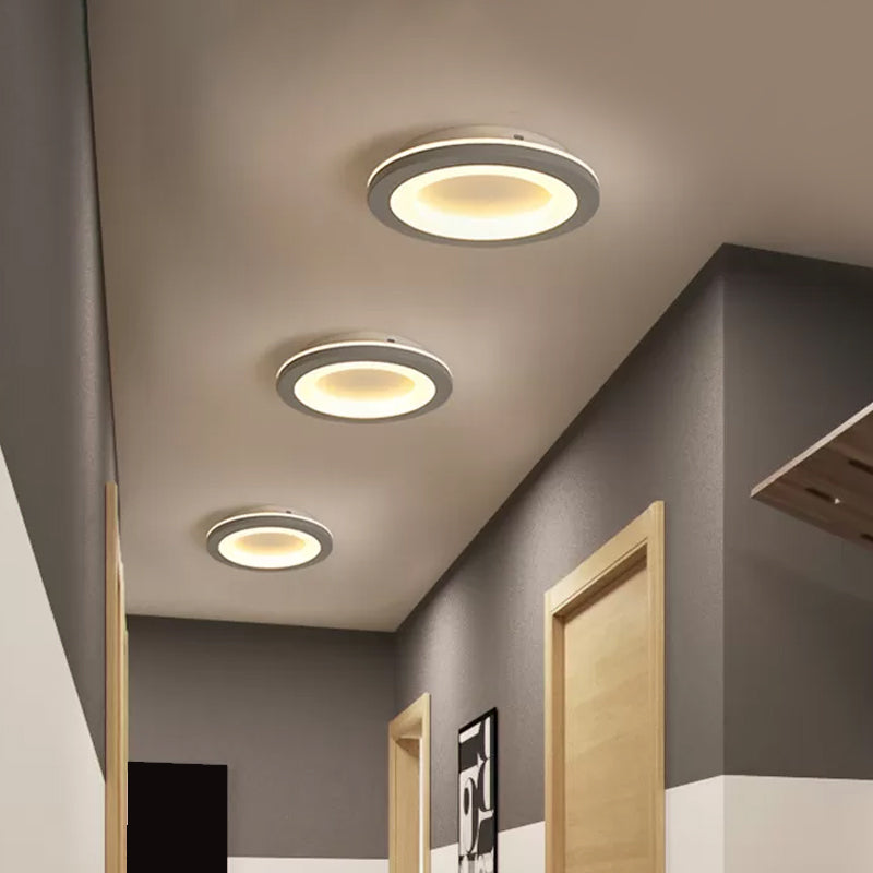 Nordic Integrated LED Flush Light Grey Flower/Square/Pentagon Small Ceiling Mount Light with Acrylic Shade in Warm/White Light