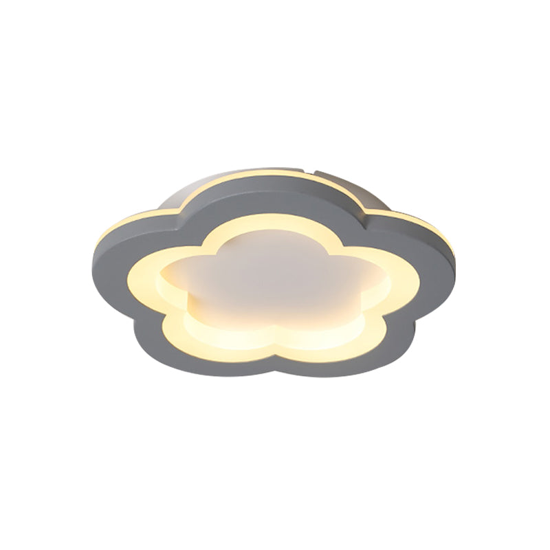 Nordic Integrated LED Flush Light Grey Flower/Square/Pentagon Small Ceiling Mount Light with Acrylic Shade in Warm/White Light