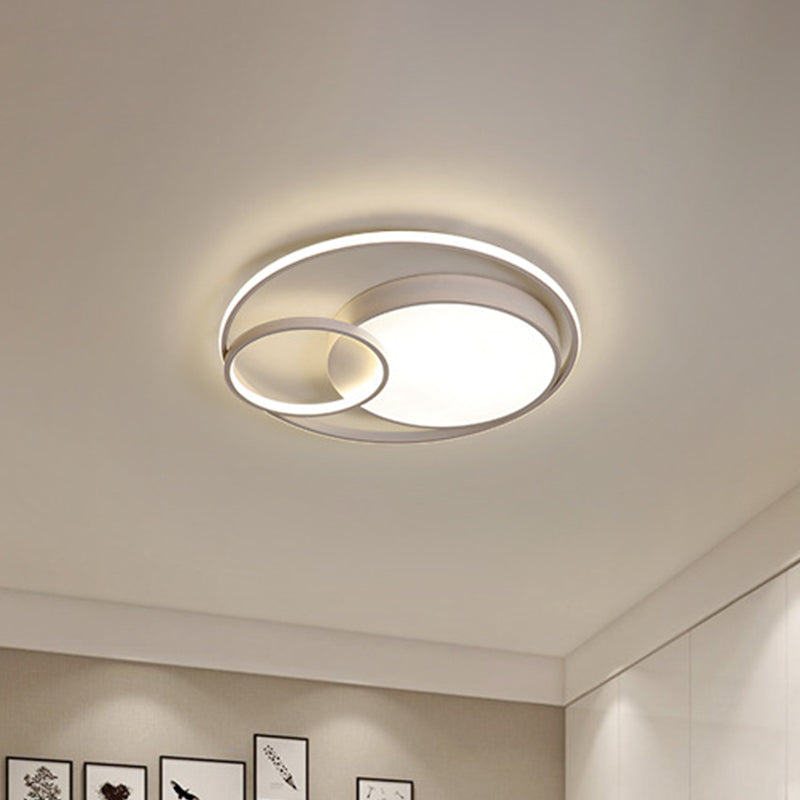 16"/19"/23.5" Dia Minimal LED Flush Light Black/White Circular Flush Mount Ceiling Lighting with Acrylic Shade