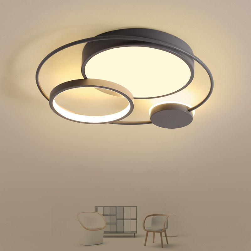 Nordic Neuheit Kreis-Deckenbeleuchtung Metallic 16"/19"/23,5" breite LED-Schlafzimmer-Unterputzleuchte in Schwarz/Grau