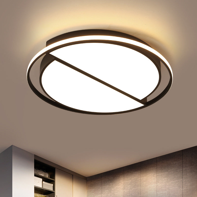Integrated LED Bedroom Flush Light Modern Black Massimale Montaggio Lampada con Semicircolo / Loving Heart / Star Acrilico Shade, Warm / White Light