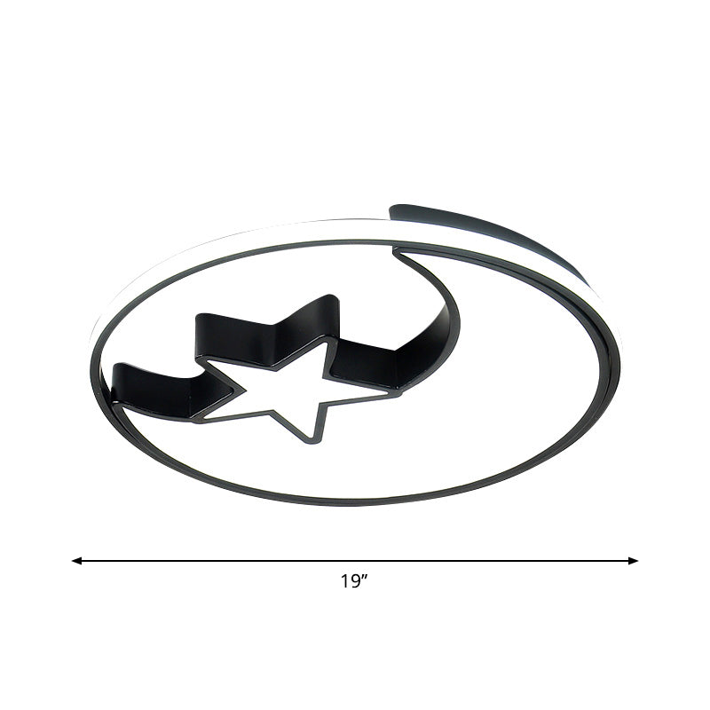 Integrated LED Bedroom Flush Light Modern Black Massimale Montaggio Lampada con Semicircolo / Loving Heart / Star Acrilico Shade, Warm / White Light