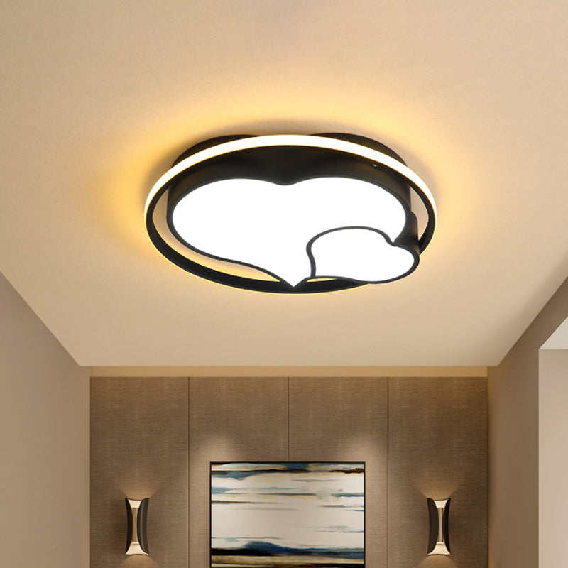 Integrated LED Bedroom Flush Light Modern Black Massimale Montaggio Lampada con Semicircolo / Loving Heart / Star Acrilico Shade, Warm / White Light
