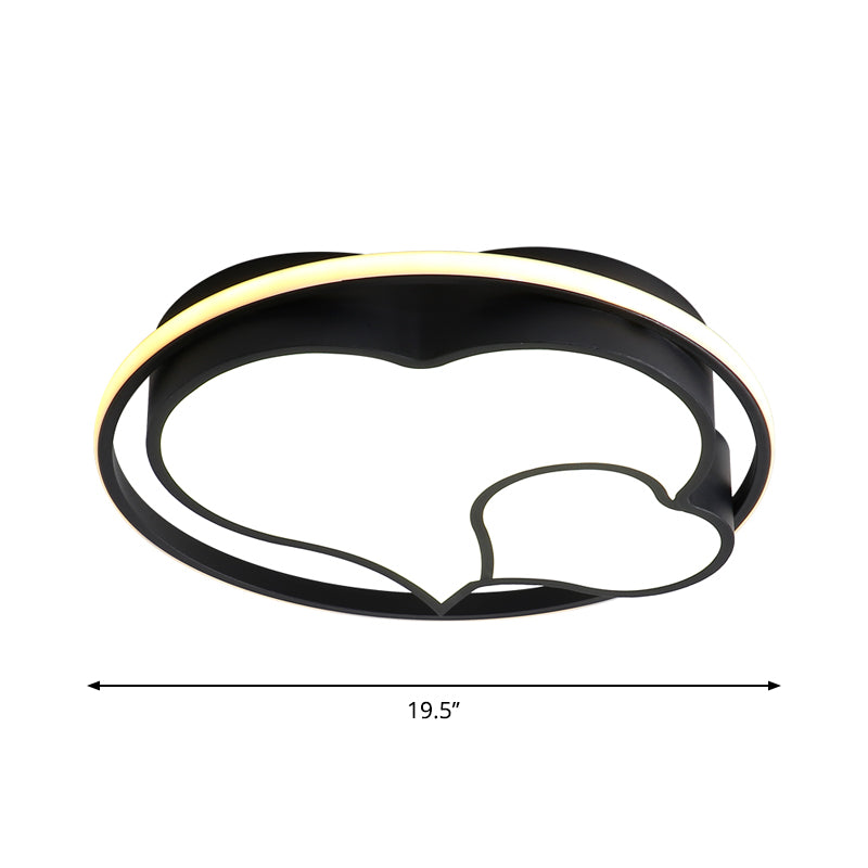 Integrated LED Bedroom Flush Light Modern Black Massimale Montaggio Lampada con Semicircolo / Loving Heart / Star Acrilico Shade, Warm / White Light