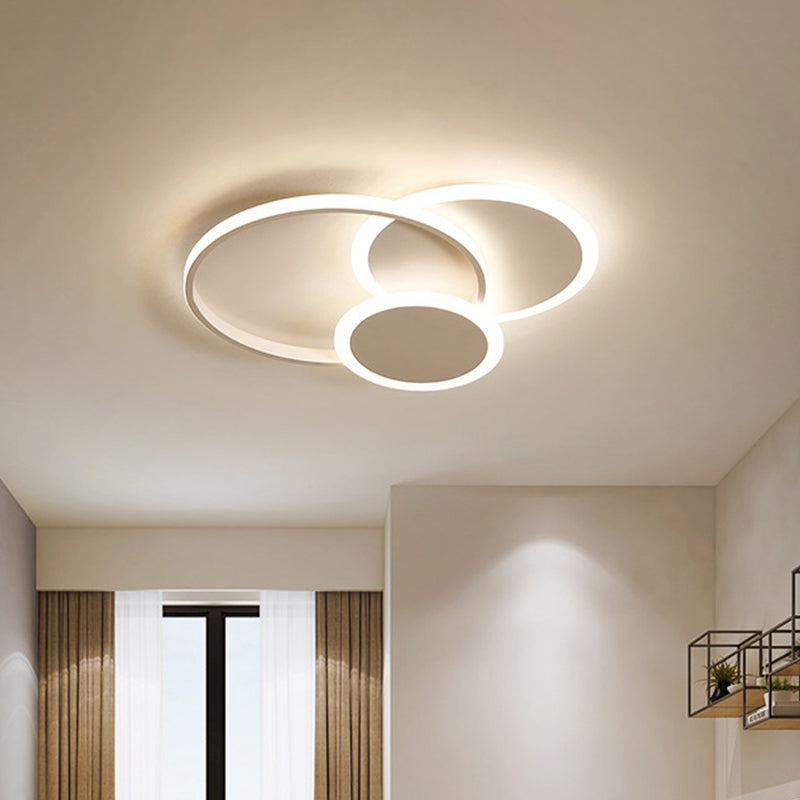 16.5"/20.5" W 3-Tier Round Ceiling Fixture Nordic Aluminum Black/White Flush Mount Lamp in Warm/White Light