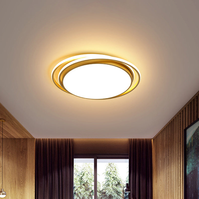 15 "/19" W W Extra - Thin Round Flush Light Minimalism Acrylic Hotel LED Tetto montato con Glowing Hoop in Black / White / Gold