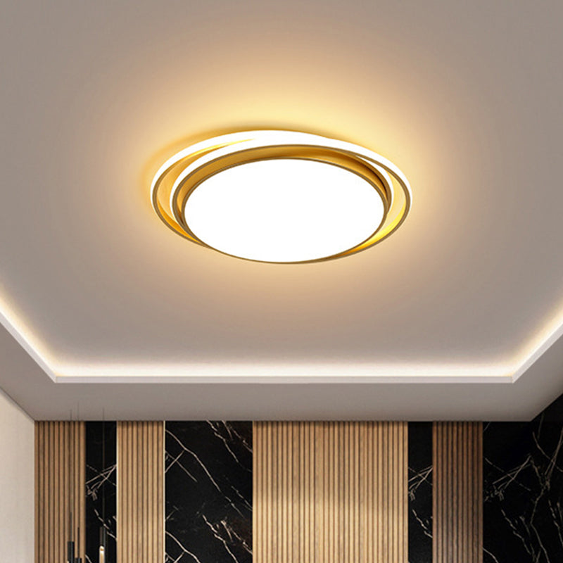 15 "/19" W W Extra - Thin Round Flush Light Minimalism Acrylic Hotel LED Tetto montato con Glowing Hoop in Black / White / Gold