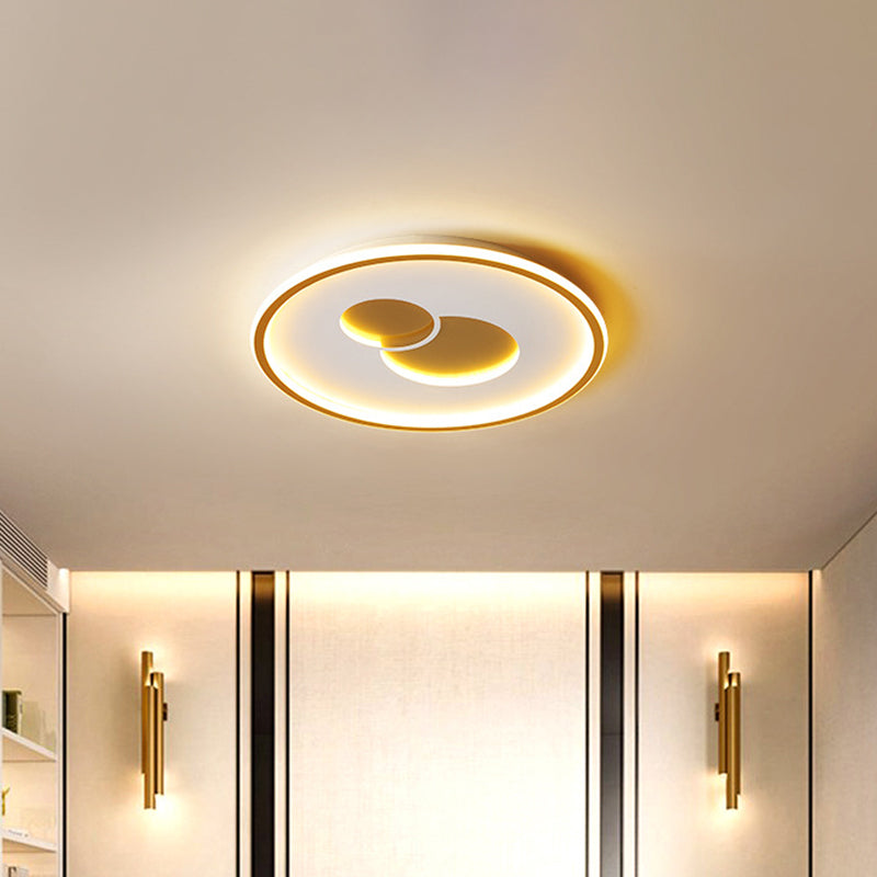 16"/19.5" Dia Circular LED Flushmount Simplicity Acrylic Bedroom Close to Ceiling Light in Black/Gold