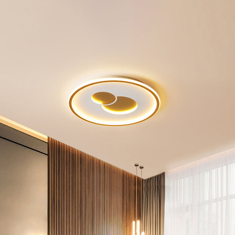 16"/19.5" Dia Circular LED Flushmount Simplicity Acrylic Bedroom Close to Ceiling Light in Black/Gold