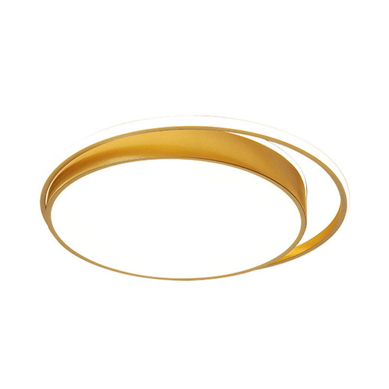 Gold Round / Square LED Ceiling Fixture Minimaliste Acrylique Flush Mount Light with Glowing Frame, 18 "/21.5" Wide